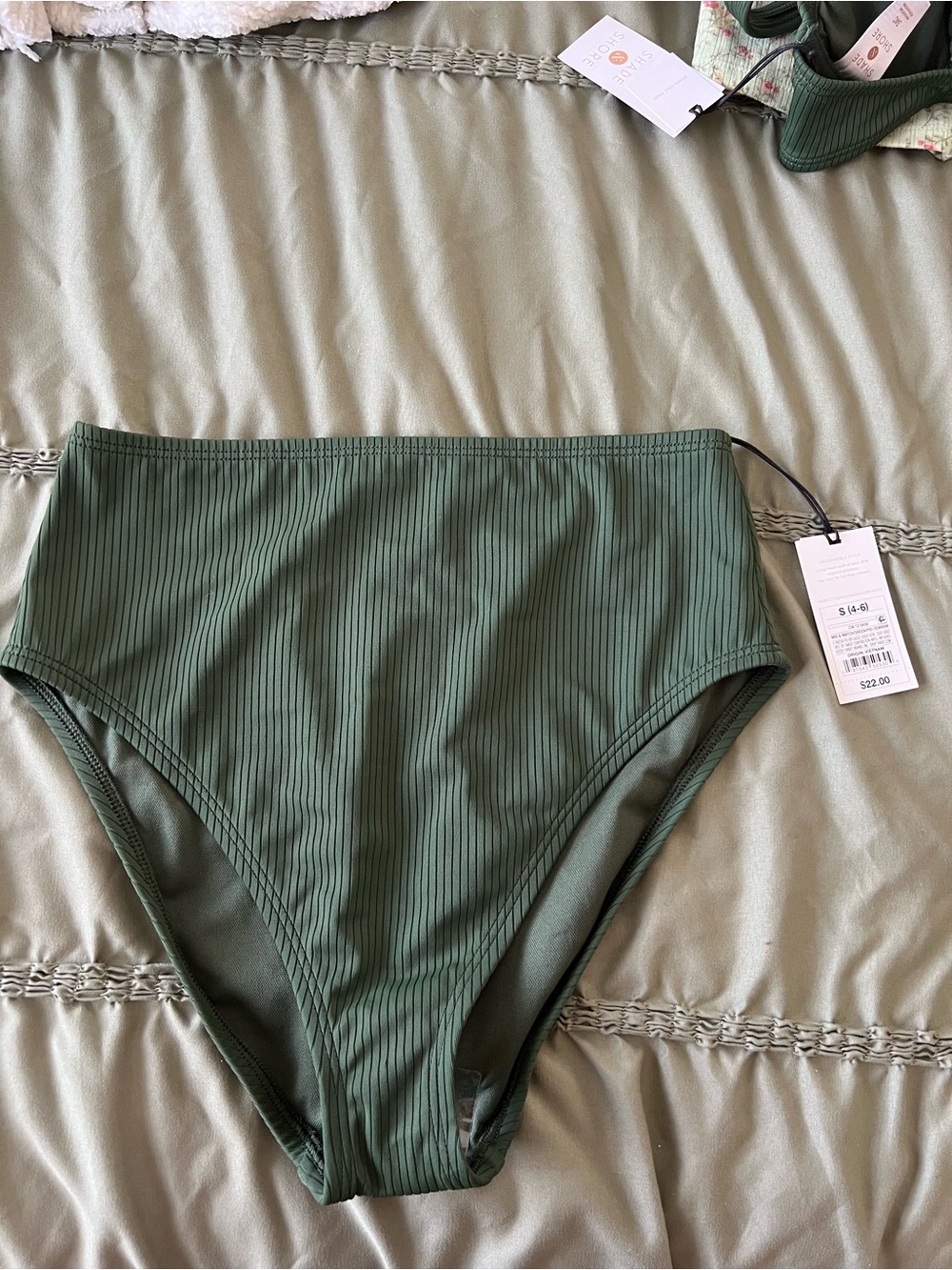 Shade & Shore Olive Green High Waisted Bikini Bottoms